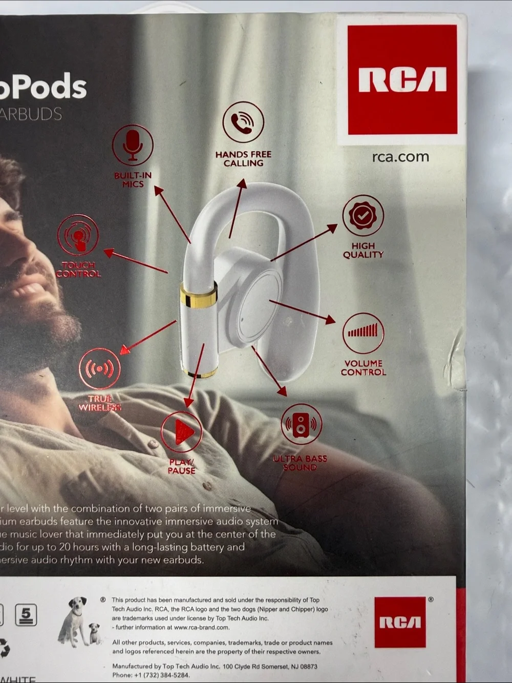 RCA TWS AeroPods True Wireless Earbuds - White